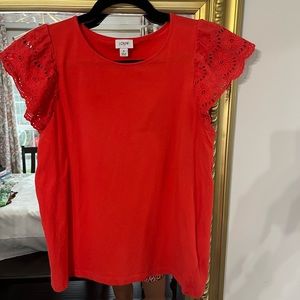 J crew eyelet cap sleeve top